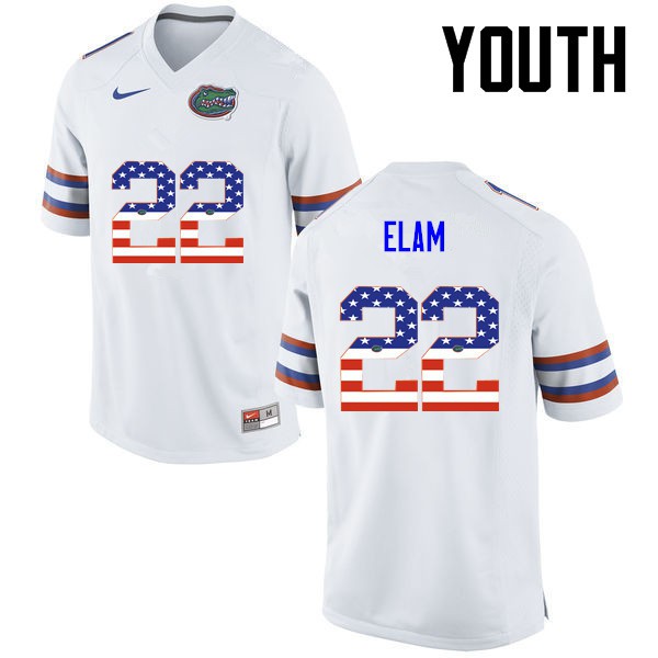 Florida Gators Youth #22 Matt Elam College Football USA Flag Fashion White